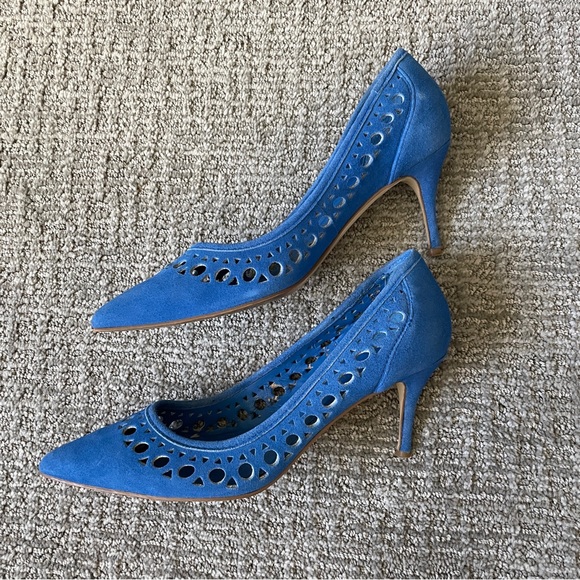 Ivanka Trump Blue Suede Cutout Pumps, Size 5.5 - Picture 5 of 9